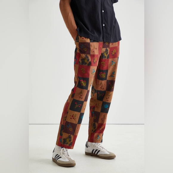 NWT  Multicolor Patchwork stitched‎ Pants brown motif - Picture 2 of 12